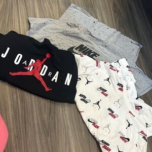 Nike and Jordan Tees in Black, Gray, and White bundle